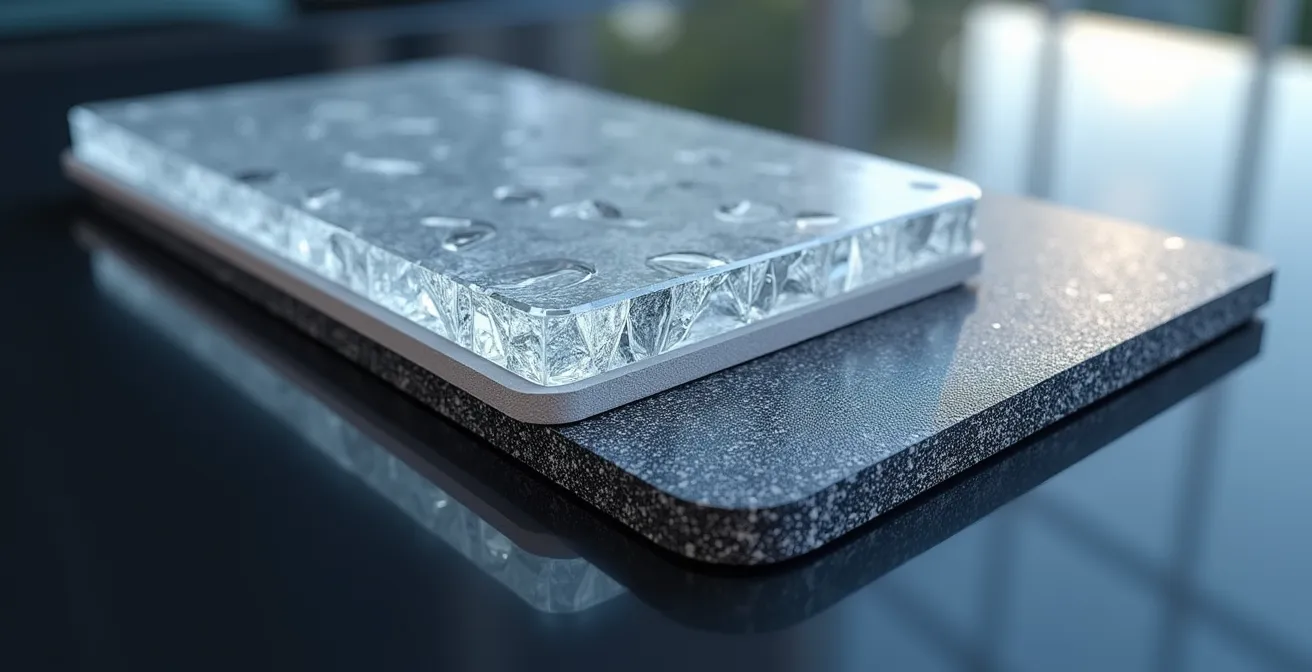 Comparaison visuelle en coupe de la structure de protection : film PPF vs traitement céramique